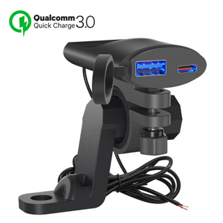 อะแดปเตอร์ซ็อกเก็ตชาร์จโทรศัพท์มือถือ Usb QC3.0 Type-C แบบบางพิเศษ สําหรับรถจักรยานยนต์