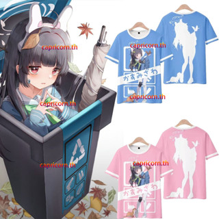 ใหม่ เสื้อยืดลําลอง แขนสั้น มีฮู้ด พิมพ์ลายอนิเมะ Blue Archive Kasumizawa Miyu 3D ทรงหลวม สไตล์เกาหลี สําหรับผู้ชาย และผู้หญิง