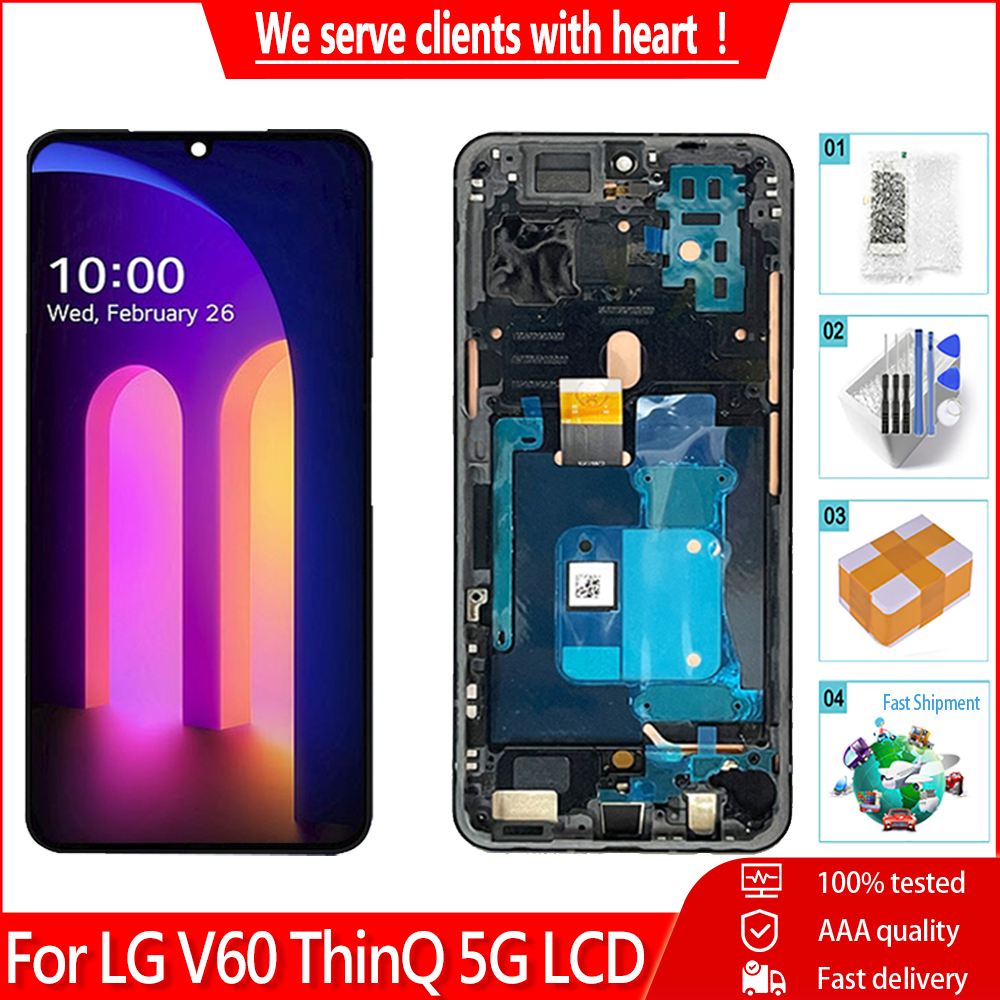 อะไหล่หน้าจอสัมผัสดิจิทัล LCD พร้อมกรอบ แบบเปลี่ยน สําหรับ LG V60 ThinQ 5G LG V60 A001LG LM-V600