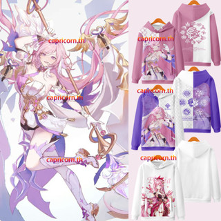 ใหม่ เสื้อกันหนาว เสื้อแจ็กเก็ต เสื้อฮู้ดดี้ แขนยาว พิมพ์ลายอนิเมะ Honkai Impact 3 Elysia 3D ทรงหลวม สไตล์ญี่ปุ่น แฟชั่นสําหรับผู้ชาย และผู้หญิง