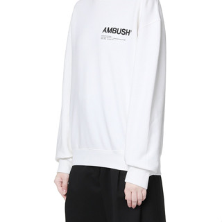 พร้อมส่ง AMBUSH เสื้อกันหนาวลําลอง คอกลม พิมพ์ลายโลโก้ตัวอักษร แบบสวมหัว เรียบง่าย สําหรับสตรี