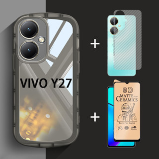 3in1 เคสโทรศัพท์มือถือซิลิโคนใส แบบนิ่ม กันกระแทก สําหรับ VIVO Y27