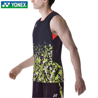 Yonex ชุดกีฬาแบดมินตัน แขนกุด แบบแห้งเร็ว สําหรับผู้ชาย และผู้หญิง