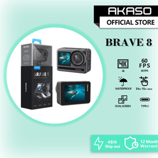 Akaso Brave 8 กล้องแอคชั่น 4K 60Fps หน้าจอสีคู่ Wifi EIS 48MP Ipx8 กันน้ํา กล้องหมวกกันน็อค บันทึกวิดีโอ