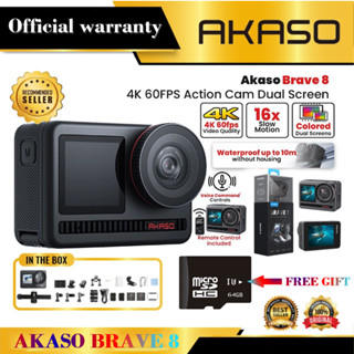 [เวอร์ชั่นใหม่] Akaso Brave 8 กล้องแอคชั่น 4K 60FPS กันน้ํา กล้องแอคชั่น หน้าจอคู่ WIFI Vlogging Camera