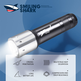 Smilingshark Q09 ไฟฉาย led ไฟฉายดําน้ํา T6 T6 IPX8 ไฟฉายกันน้ำไฟฉายดำน้ำลึกใต้น้ำ 80 เมตรแบบชาร์จไฟได้สำหรับผู้ชื่นชอบการตกปลากลางคืน