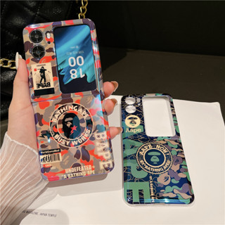 เคสโทรศัพท์มือถือ PC ป้องกัน ลายการ์ตูนหมี แต่งแสงสีฟ้า สําหรับ OPPO Find N2