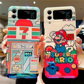 เคสโทรศัพท์มือถือ PC ป้องกัน ลายการ์ตูนหมี บลูเรย์ สําหรับ Samsung Galaxy Z Flip 5 4 3 5G Flip5 Flip4 Flip3