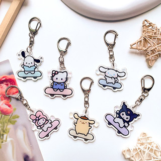 การ์ตูน อะนิเมะ Sanrio สเก็ตบอร์ด อะคริลิค พวงกุญแจ จี้คู่ พวงกุญแจจี้