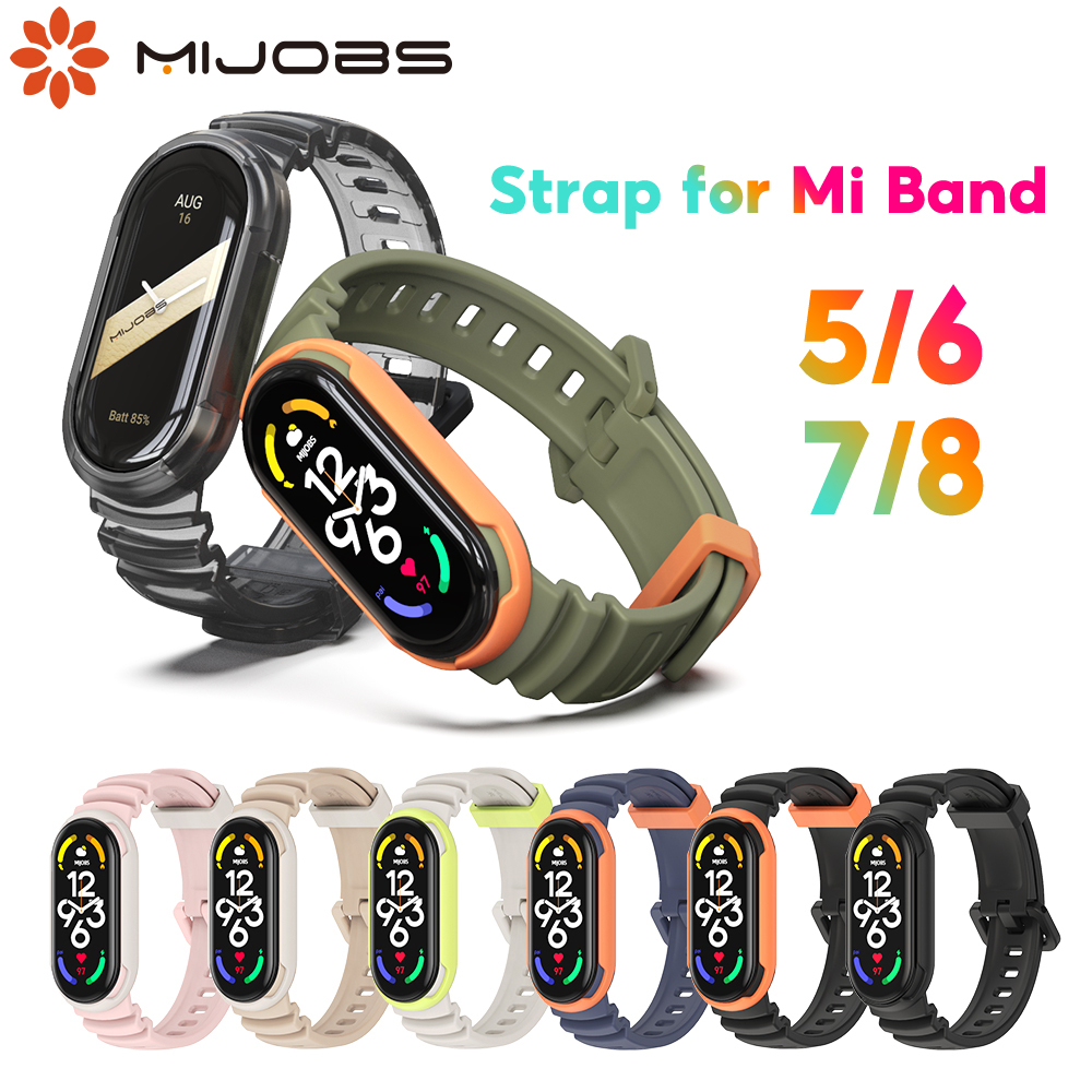 Mijobs สําหรับ Mi Band 10 9 8 ผู้ชายผู้หญิงกันน้ําสําหรับ Mi Band 7 สร้อยข้อมือกีฬาสําหรับ Xiaomi Mi Band 6/Mi Band 5 NFC Global รุ่น TPU เปลี่ยนอุปกรณ์เสริมสายรัดข้อมือ