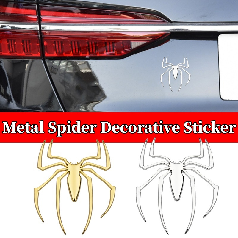 สติกเกอร์โลหะ ลายแมงมุม 3D สําหรับติดตกแต่งประตูรถยนต์