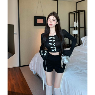 Xiaozhainv ขายดี เสื้อยืดคอกลม แขนสั้น แขนบาน และกางเกงขาสั้นลําลอง สําหรับเด็กผู้หญิง (แยกขาย)