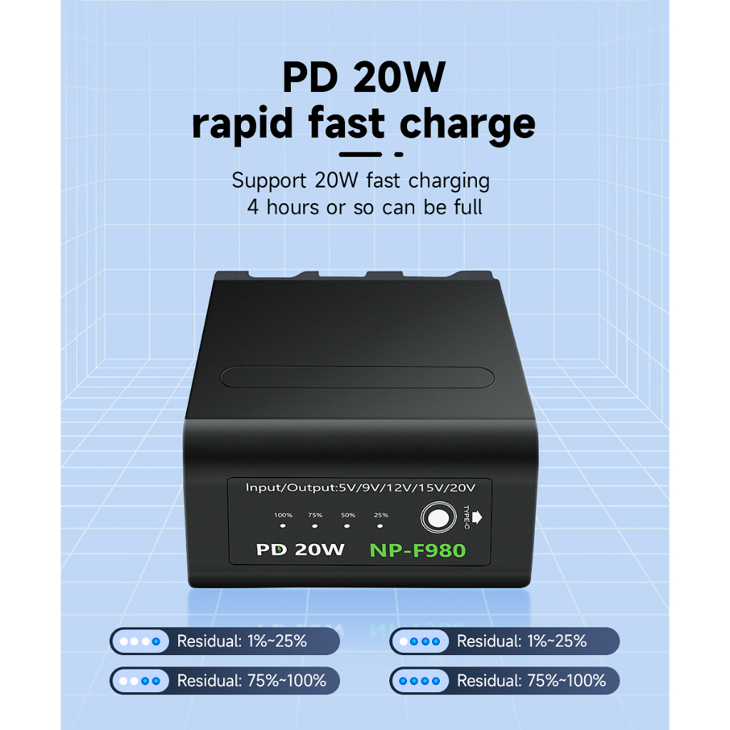 ที่ชาร์จแบตเตอรี่กล้อง 4 ช่อง สําหรับ Sony NP-F980 F970 F960 F750 F570 F550 FM50 NX80 MC2500 NC88