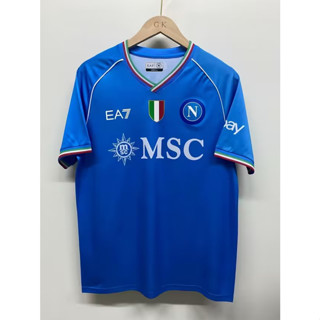 เสื้อกีฬาแขนสั้น ลายทีมชาติฟุตบอล KVARATSKHELIA MINJAE OSIMHEN 2023 24 Naples ชุดเหย้า สําหรับผู้ชาย