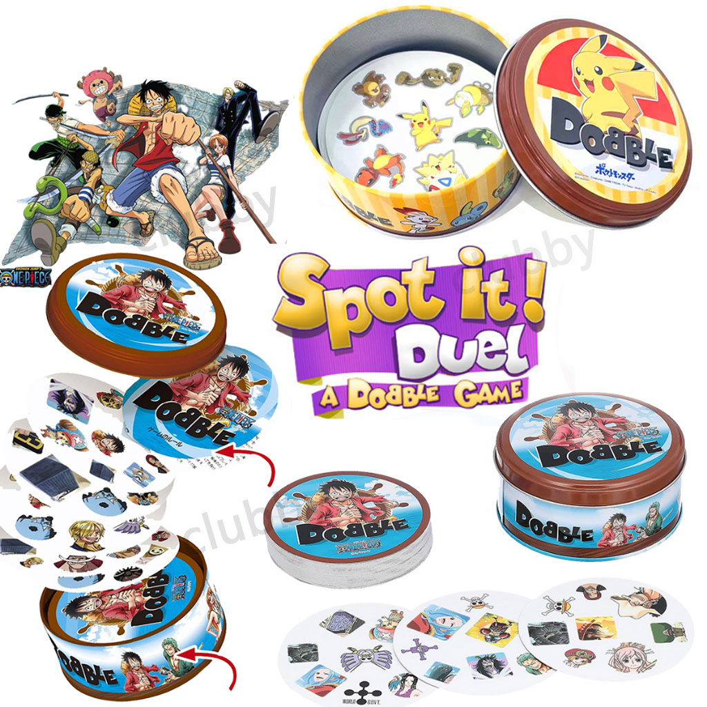 55 ชิ้น Spot It Double Game การ์ด ปิกาจูโซลิแทร์ เกมจับคู่ครอบครัว ของเล่นเพื่อการศึกษาสำหรับเด็ก บอร์ดเกม