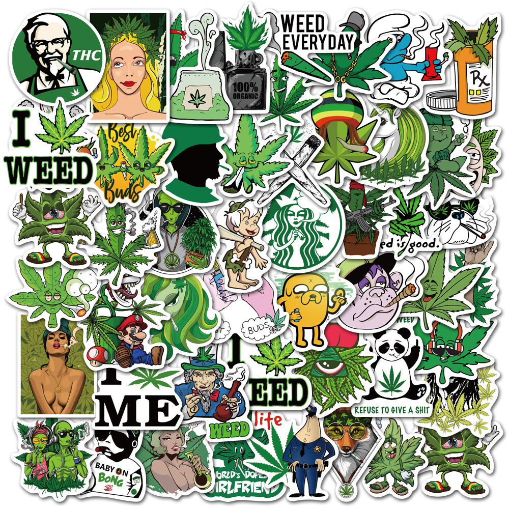 Random Pattern 50 Pcs Leaf Waterproof Sticker สติ๊กเกอร์กันน้ำลายสุ่ม 50 ชิ้น