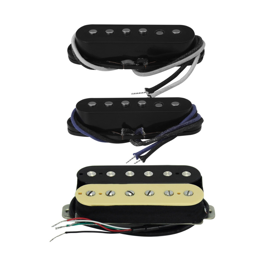 Fleor 3PCS Vintage Alnico 5 Humbucker Pickup & Staggered Top Single Coil Pickups 52 มม.สําหรับ SSH HSS กีตาร ์