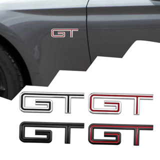 สติกเกอร์โลหะ ลายโลโก้ GT 3D สีดํา สีเงิน สีแดง สําหรับตกแต่งรถยนต์ Ford Mustang GT Stikcer