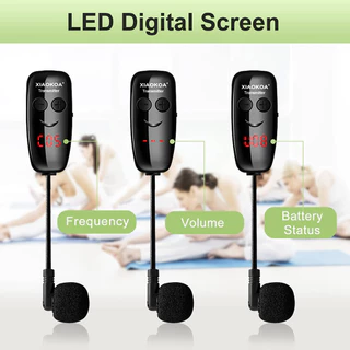 Xiaokoa ชุดหูฟังไมโครโฟนไร้สาย หน้าจอ LED 165 ฟุต สําหรับเครื่องขยายเสียง ลําโพง
