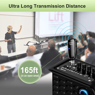 Xiaokoa ชุดหูฟังไมโครโฟนไร้สาย หน้าจอ LED 165 ฟุต สําหรับเครื่องขยายเสียง ลําโพง