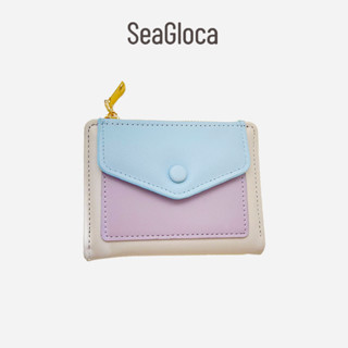 Seagloca กระเป๋าสตางค์ มีซิป สีตัดกัน ความจุขนาดใหญ่ สําหรับผู้หญิง No 1598