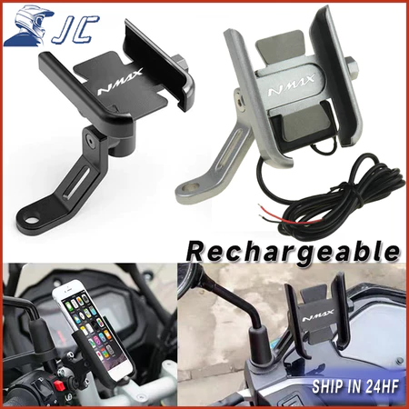 สําหรับ YAMAHA NMAX V1 V2 V3 2015-2024 2025 NMAX 155 125 ที่วางโทรศัพท์มือถือที่วางขาตั้ง CNC ชาร์จกระจกมองหลังที่วางโทร