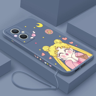 เคสโทรศัพท์มือถือ ลายการ์ตูนเซเลอร์มูน พร้อมสายคล้อง สําหรับ Oppo RENO 8pro A37 A57 2016 A39 A57 2022 4G A59 F1s A31 2020 A55 4G