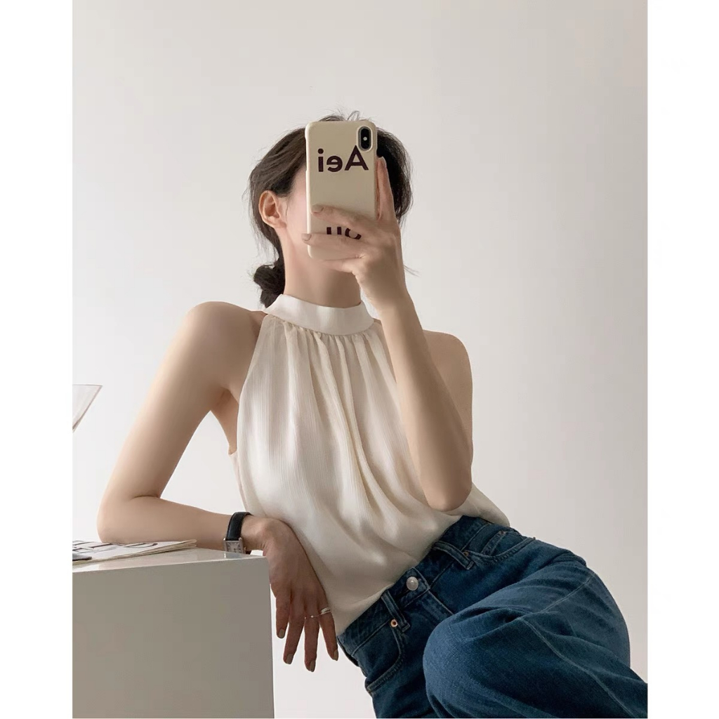 A024 เสื้อคอเต่าแขนกุด ติดกระดุม สวยหรู ใส่ง่าย ใส่ทำงาน