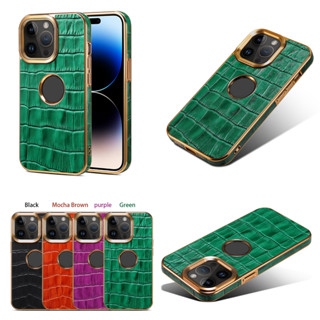 เคสโทรศัพท์มือถือหนังวัว กันกระแทก ลายหนังจระเข้ หรูหรา สําหรับ iPhone 15 Pro Max 14promax 14 Premium 12 Pro 13 Promax