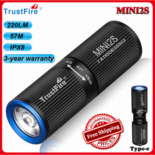 Trustfire Mini2s ไฟฉาย Led 220 Lumen Edc 2 โหมด Ipx8 แบบพกพา พร้อมที่ชาร์จ Usb