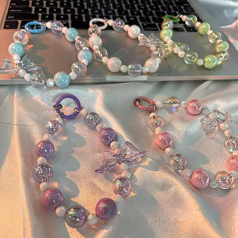 พร้อมส่ง ลูกปัดงานเพ้นมือ พวงกุญแจ สำหรับตุ๊กตาbaby three/Kimmon สายคล้องข้อมือ ป้องกันการสูญหาย