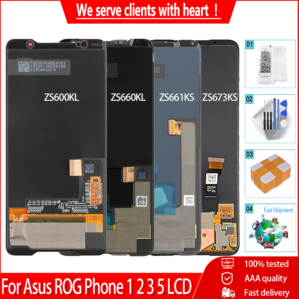 สําหรับ Asus ROG โทรศัพท์ 2 3 5 ZS600KL ZS660KL ZS661KS ZS673KS LCD Touch Screen Digitizer แผงเปลี่ย