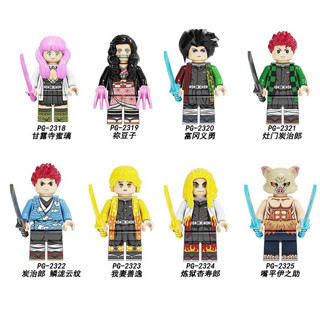 8 in 1 ฟิกเกอร์ของเล่น มังงะญี่ปุ่น Agatsuma Zenitsu Tanjirou Nezuko Zenitsu บล็อกตัวต่อเด็กเล็ก ตกแต่ง