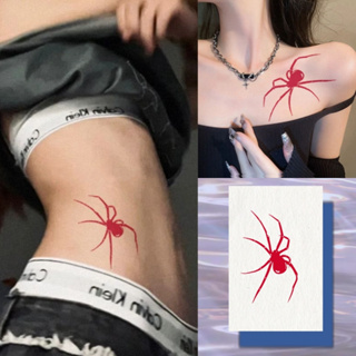 สติกเกอร์รอยสักชั่วคราว ลายแมงมุม ผีแดง เซ็กซี่ กันน้ํา ใช้ง…