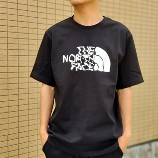 เสื้อยืดแขนสั้น พิมพ์ลาย The North Face ทรงหลวม สําหรับผู้ชาย และผู้หญิง