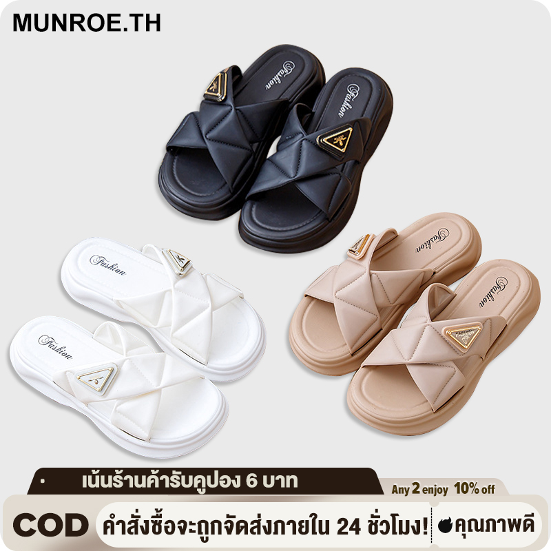 รองเท้าแตะแพลตฟอร์ม น้ำหนักเบาแบบสบาย ๆ ของผู้หญิง รองเท้าแตะชายหาด เหยียบอึ ฤดูร้อนใหม่ สวมใส่ภายนอก