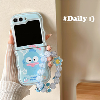 เคสโทรศัพท์มือถือแบบนิ่ม กันกระแทก ลายการ์ตูนนางเงือก แฮนตัน พร้อมสายโซ่คล้อง สําหรับ Samsung Galaxy Z Flip5 Z Flip 3 Flip 4 5G