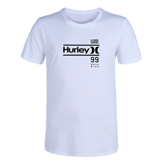 เสื้อยืดลําลอง ผ้าฝ้าย แขนสั้น คอกลม พิมพ์ลาย Hurley แฟชั่นฤดูร้อน สไตล์สตรีท สําหรับผู้ชาย