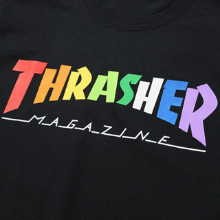 เสื้อยืดแขนสั้น พิมพ์ลายโลโก้ Thrasher Rainbow Mag สีรุ้ง สําหรับคู่รัก