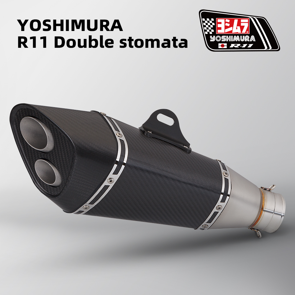 60 มม.รถจักรยานยนต์ Yoshimura R11 ท่อไอเสียหนีดัดแปลงท่อไอเสียสําหรับ R1 MT-09 cb300r Ninja400 R3 CB