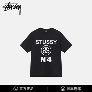 Stussy เสื้อยืดแขนสั้น พิมพ์ลายโลโก้ Double S N4 สไตล์คลาสสิก สําหรับทุกเพศ