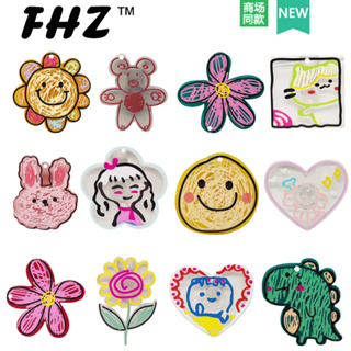 Fhz™ Crocs charm จิ๊บบิตซ์อะคริลิค รูปกราฟฟิตี้ ดอกไม้ สําหรับจัดระเบียบรองเท้า crocs DIY