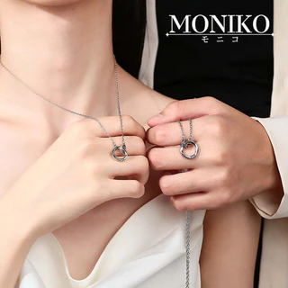MONIKO สร้อยคอคู่ สร้อยคอแหวนโมเบียส โซ่กระดูกไหปลาร้าแฟชั่น