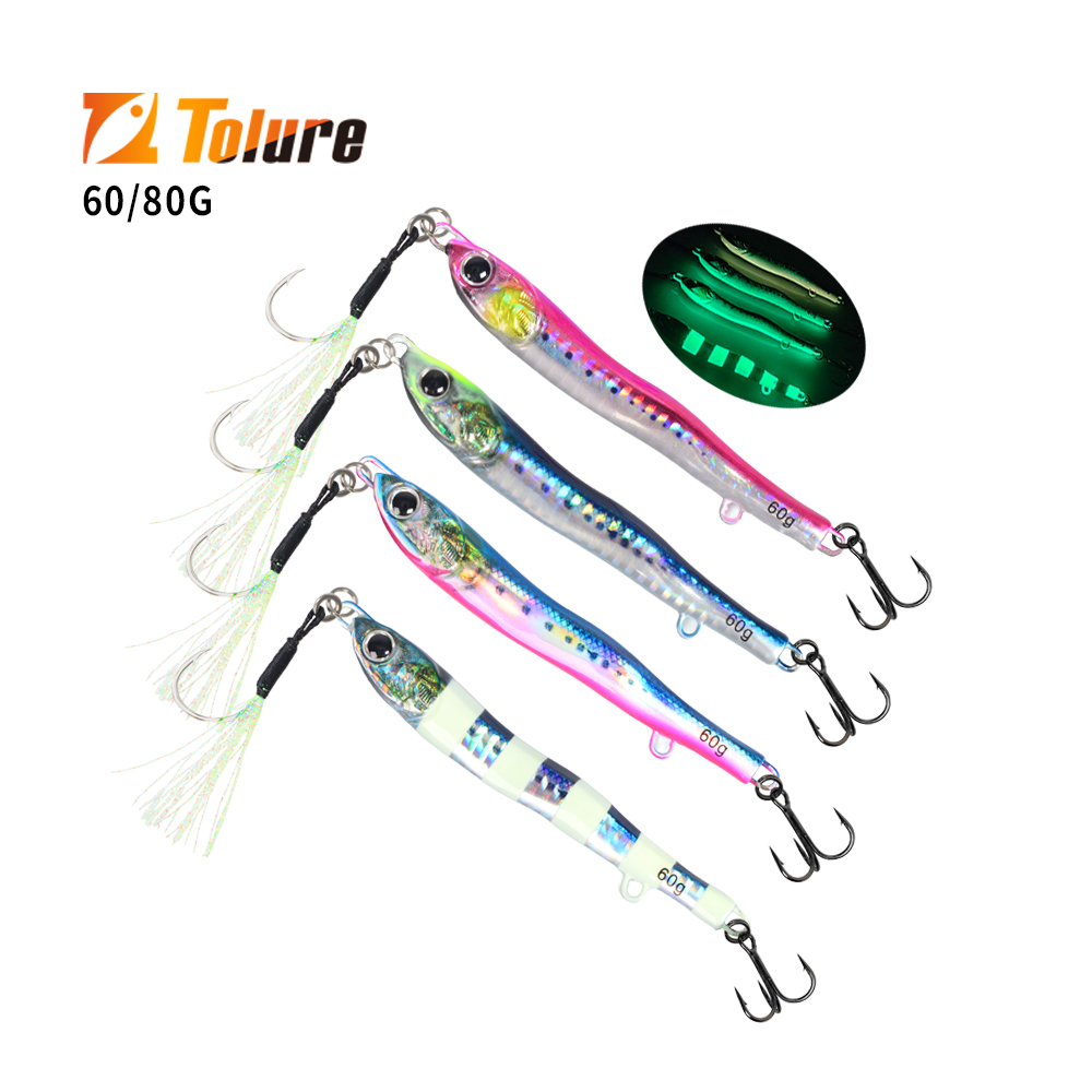 TL ใหม่โลหะ Jig Fishing Lure 4 สี 60g 80g 1PC 3D การพิมพ์เหมือนจริง Scale 3D Fisheyes ช้า Jig S รูปร