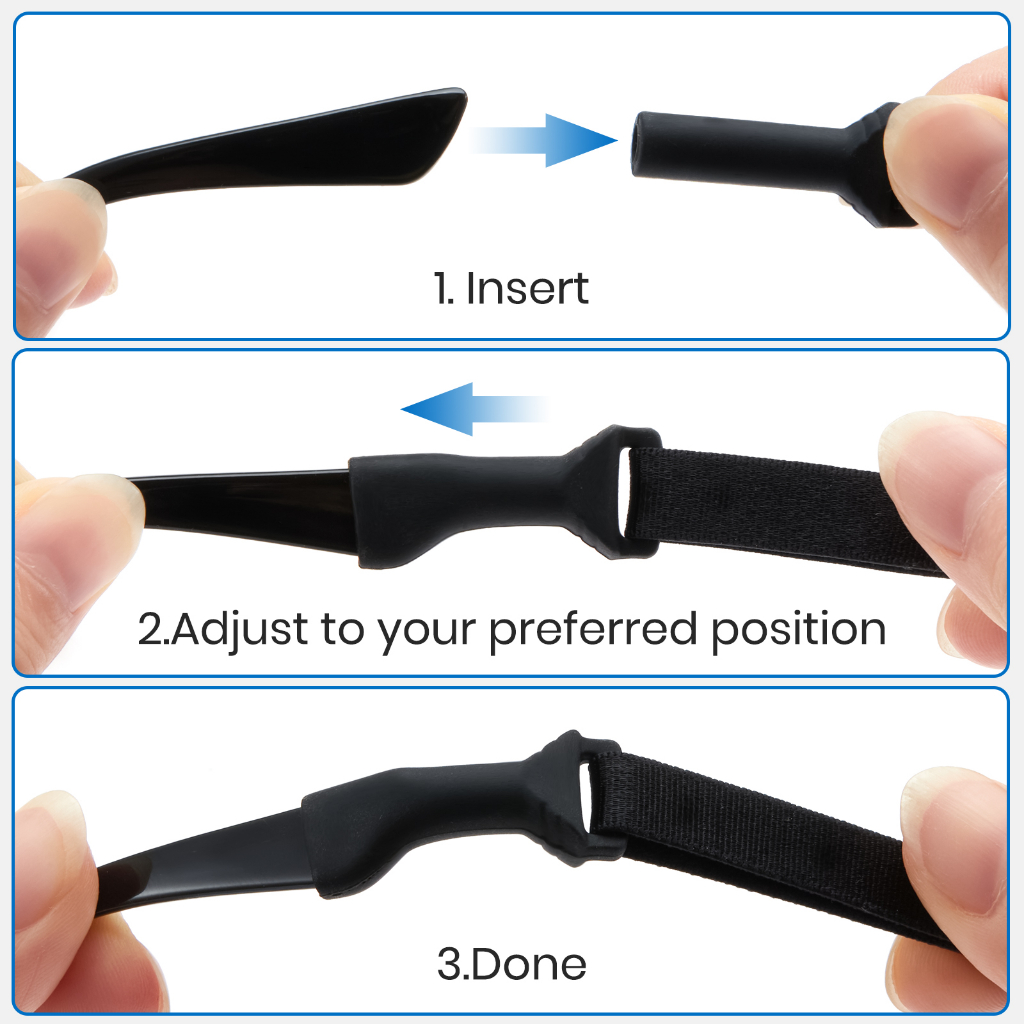 Cyuxs แว่นตากีฬาแฟชั่น เชือกกันลื่น ปรับสายได้ สายรัดแว่นตา กันลื่น ไนลอน + วัสดุซิลิโคน 7801Z23 - รูปที่ 3