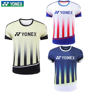 Yonex2023 เสื้อกีฬาแบดมินตัน แขนสั้น ระบายอากาศ ดูดซับเหงื่อ แห้งเร็ว สําหรับเด็กผู้ชาย และผู้หญิง