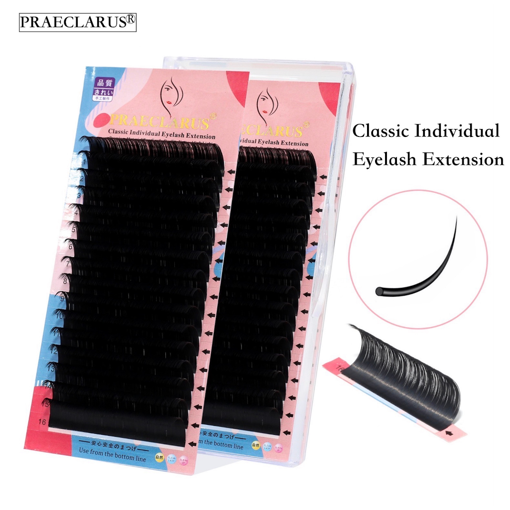 PRAECLARUS16rows eyelash extension individual eyelashes natural eyelashes ขนตาปลอม ขนมิงค์ นิ่ม ดูธรรมชาติ 0.05 0.07 มม. 16 แถว คุณภาพสูง