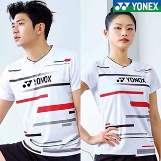 Yonex เสื้อกีฬาแบดมินตัน แขนสั้น ลายทาง แห้งเร็ว สไตล์เกาหลี สําหรับผู้ชาย และผู้หญิง 2023