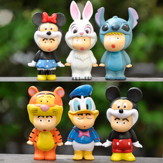 โมเดลฟิกเกอร์ PVC รูปดิสนีย์มิกกี้เมาส์ Tigger Donald Duck Minnie Mouse Rabbit Q Version ขนาด 7-9 ซม. 6 ชิ้น ต่อชุด