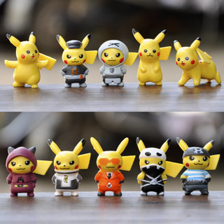 โมเดลฟิกเกอร์ PVC รูปการ์ตูนโปเกม่อน Pikachu Ninja Pirates Mini Q Version ขนาด 3-4 ซม. 10 ชิ้น ต่อชุด